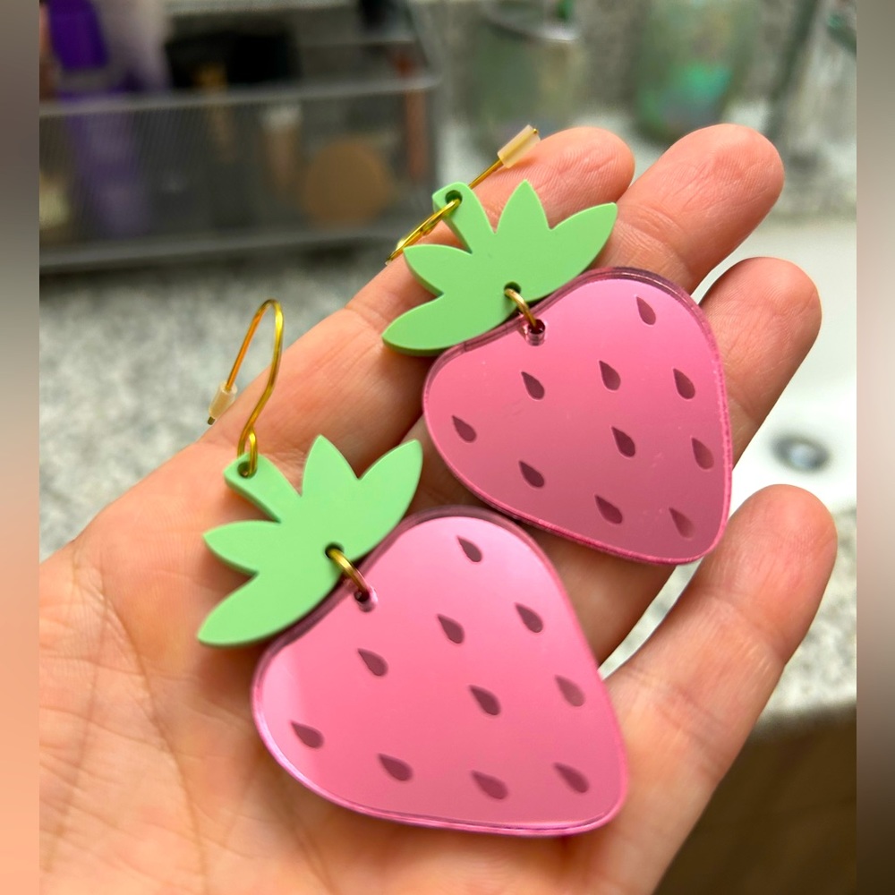 Strawberry earrings mirrored